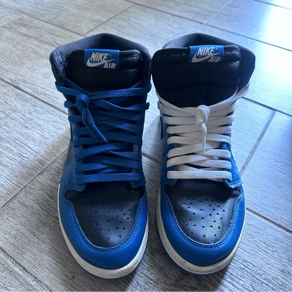 Nike Air High-Top Sneakers in Black, Blue, and White